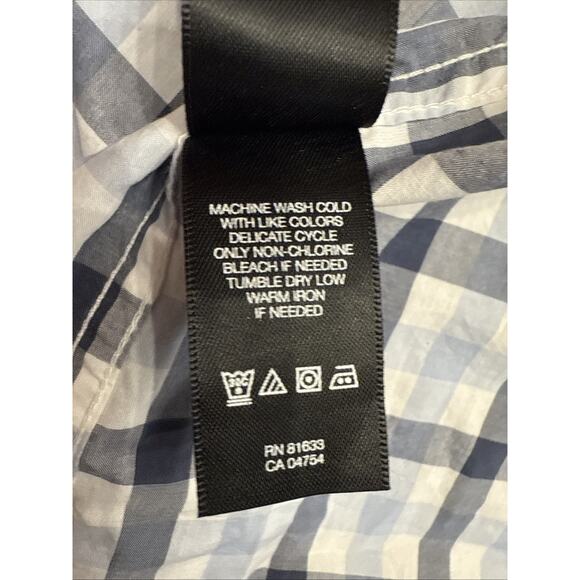 NWT Kenneth Cole Non Iron, Stretch, Plaid, White Blue, Gray - Large - Picture 7 of 8